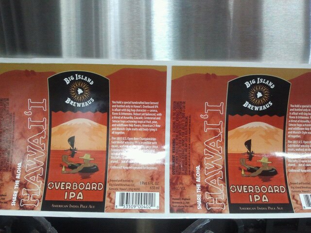 Big Island Brewhaus Overboard IPA label