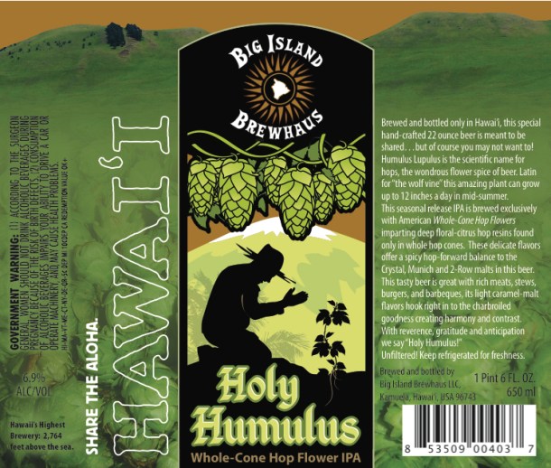 Big Island Brewhaus Holy Humulus IPA label