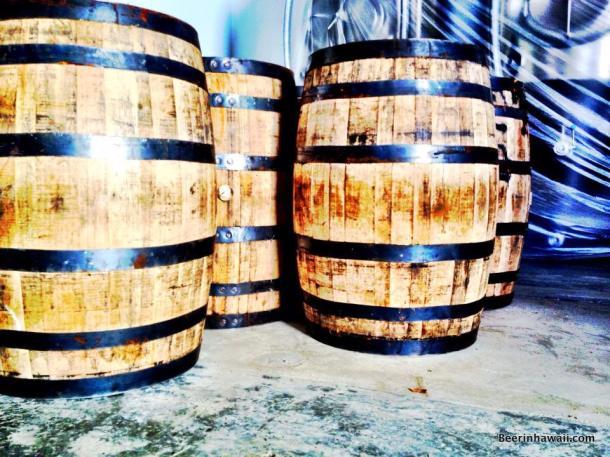 Honolulu Beerworks Heaven Hill borboun barrels
