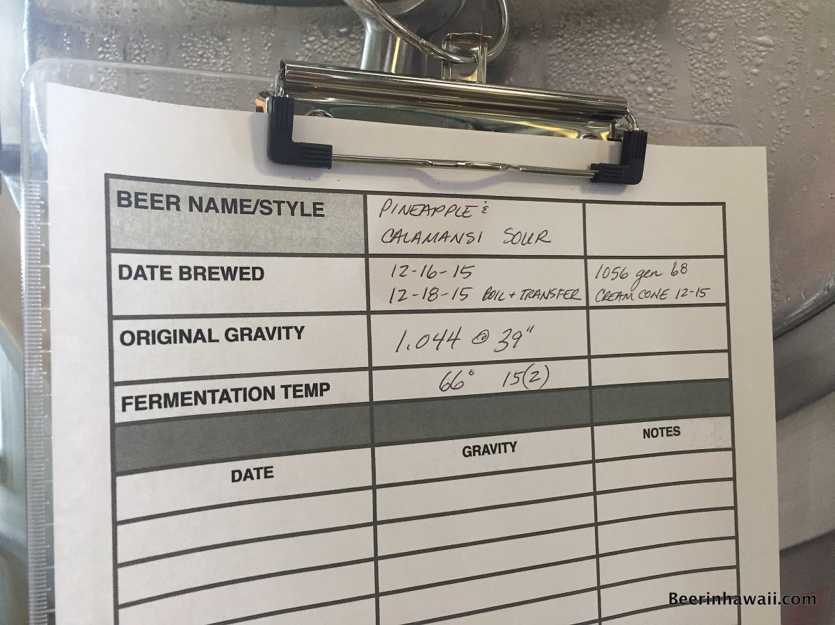 Honolulu Beerworks Breakside Pineapple Calamansi sour brew sheet