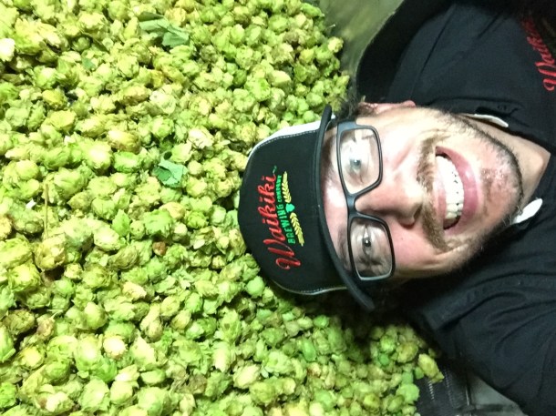 Joe Lorenzen Waikiki Brewing Overnight IPA fresh hops